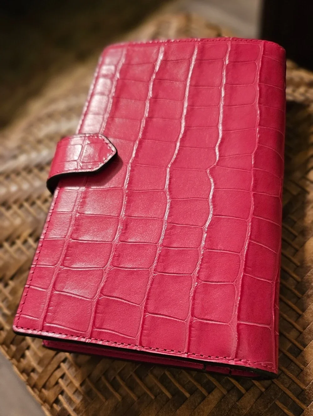 Kate Spade Croc Embossee Pink Leather Wallet EUC